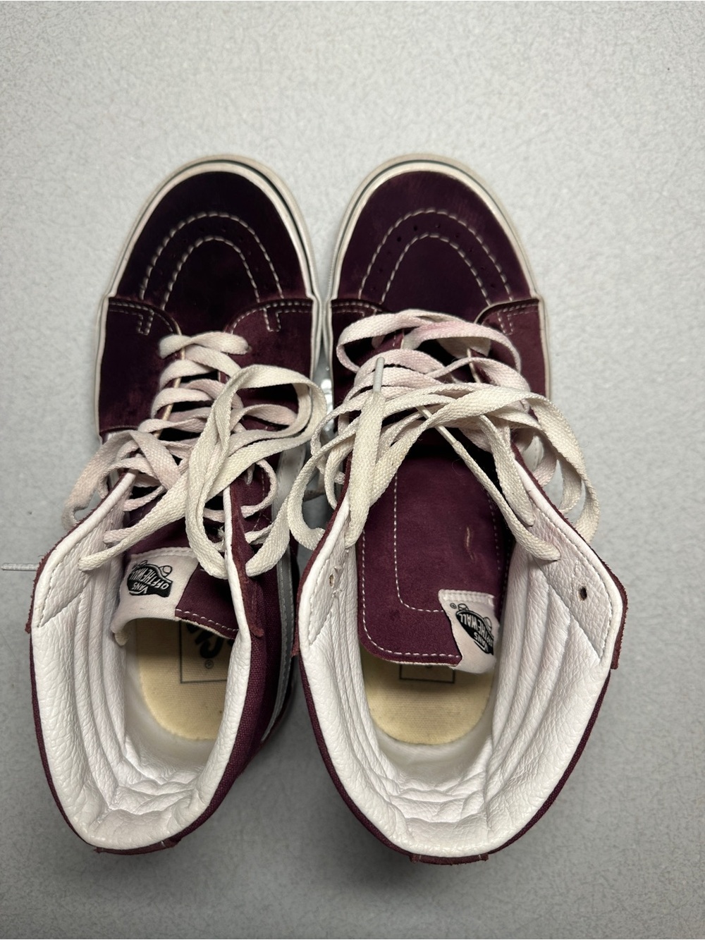 Vans Women’s High-Top Sneakers in Burgundy and White